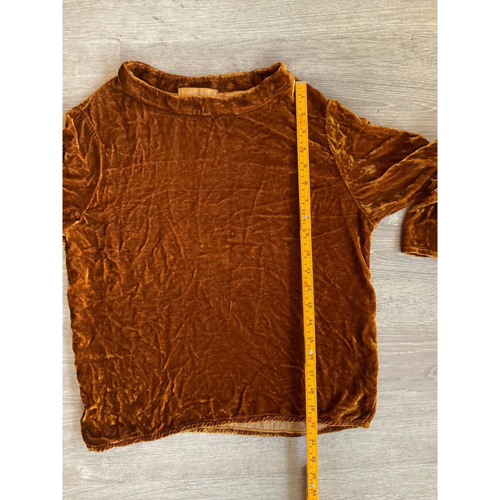 Cut Loose Women Silk Blend Velvet Mock Neck Top Burnt Mustard Gold XS USA Made - Picture 6 of 6